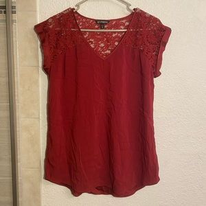 Read Silk Top- Lace Back